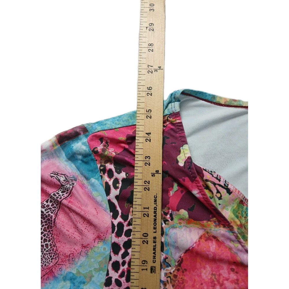 Mesmerize Boho Chic Womens Patchwork Floral Animal Print 3/4 Sleeve V-Neck Sz XL - Picture 5 of 8